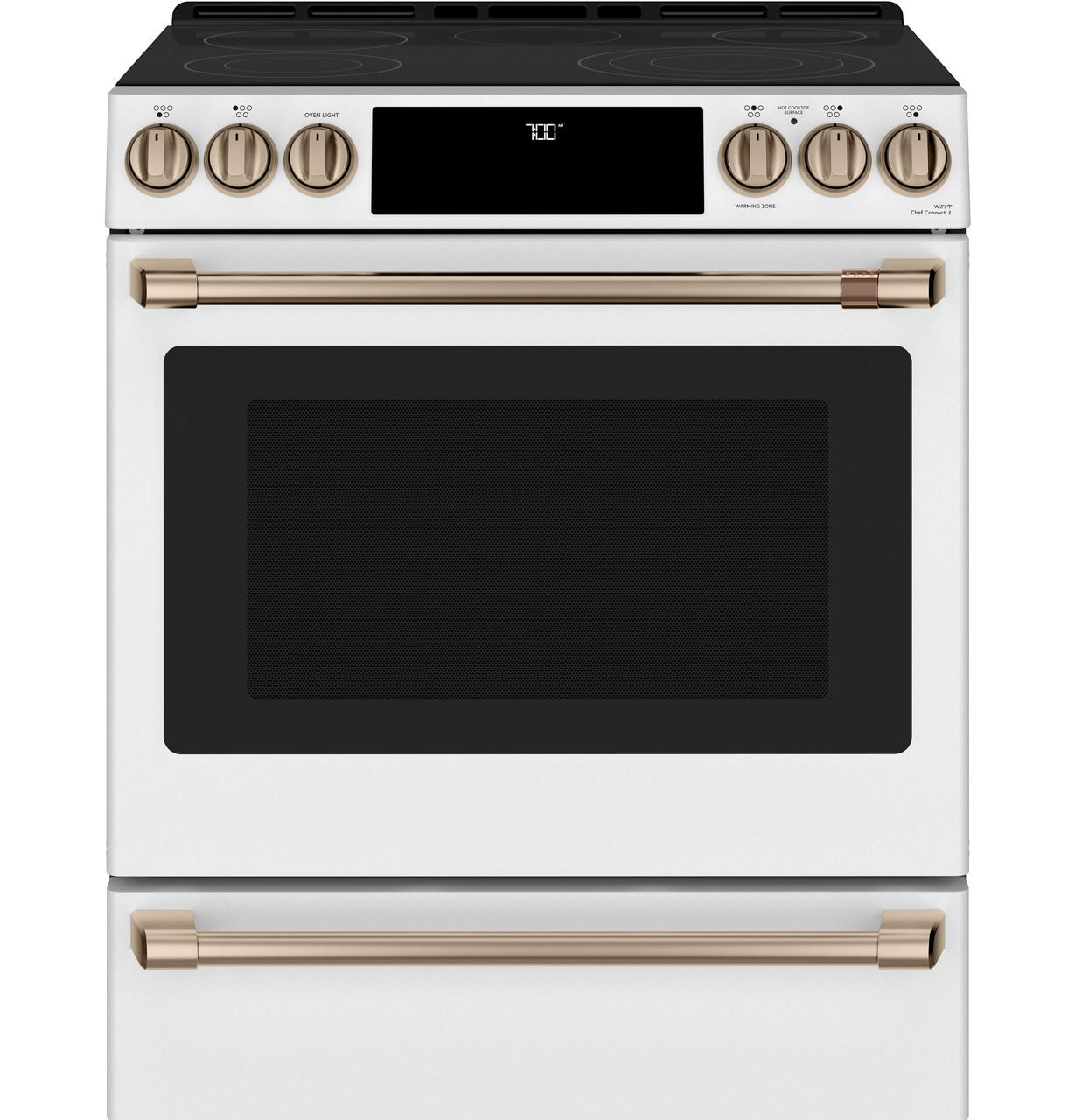 Cafe CES700P4MW2 CAF(EBACK)™ 30" Smart Slide-In, Front-Control, Radiant and Convection Range