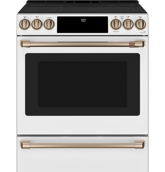 Cafe CES700P4MW2 CAF(EBACK)™ 30" Smart Slide-In, Front-Control, Radiant and Convection Range