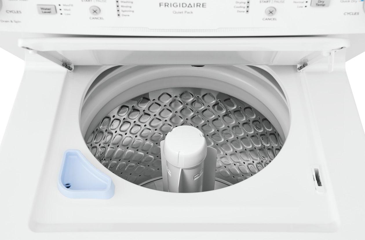 Frigidaire FLCE7523AW Electric Long Vent Stacked Laundry Center - 3.9 Cu. Ft Washer and 5.5 Cu. Ft. Dryer