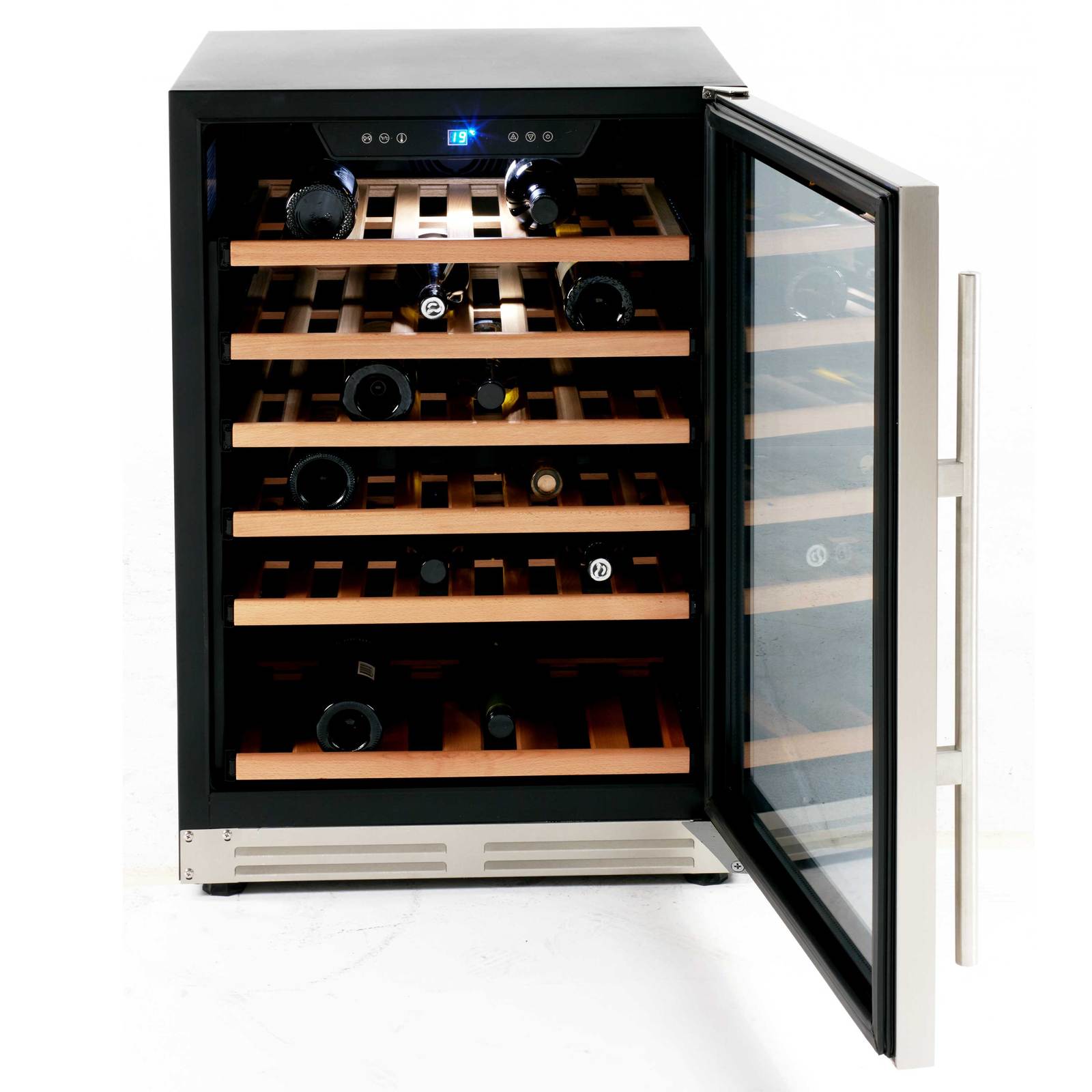 Avanti 51 Bottle DESIGNER Series Wine Cooler - Stainless Steel with Black Cabinet / 51 Bottles