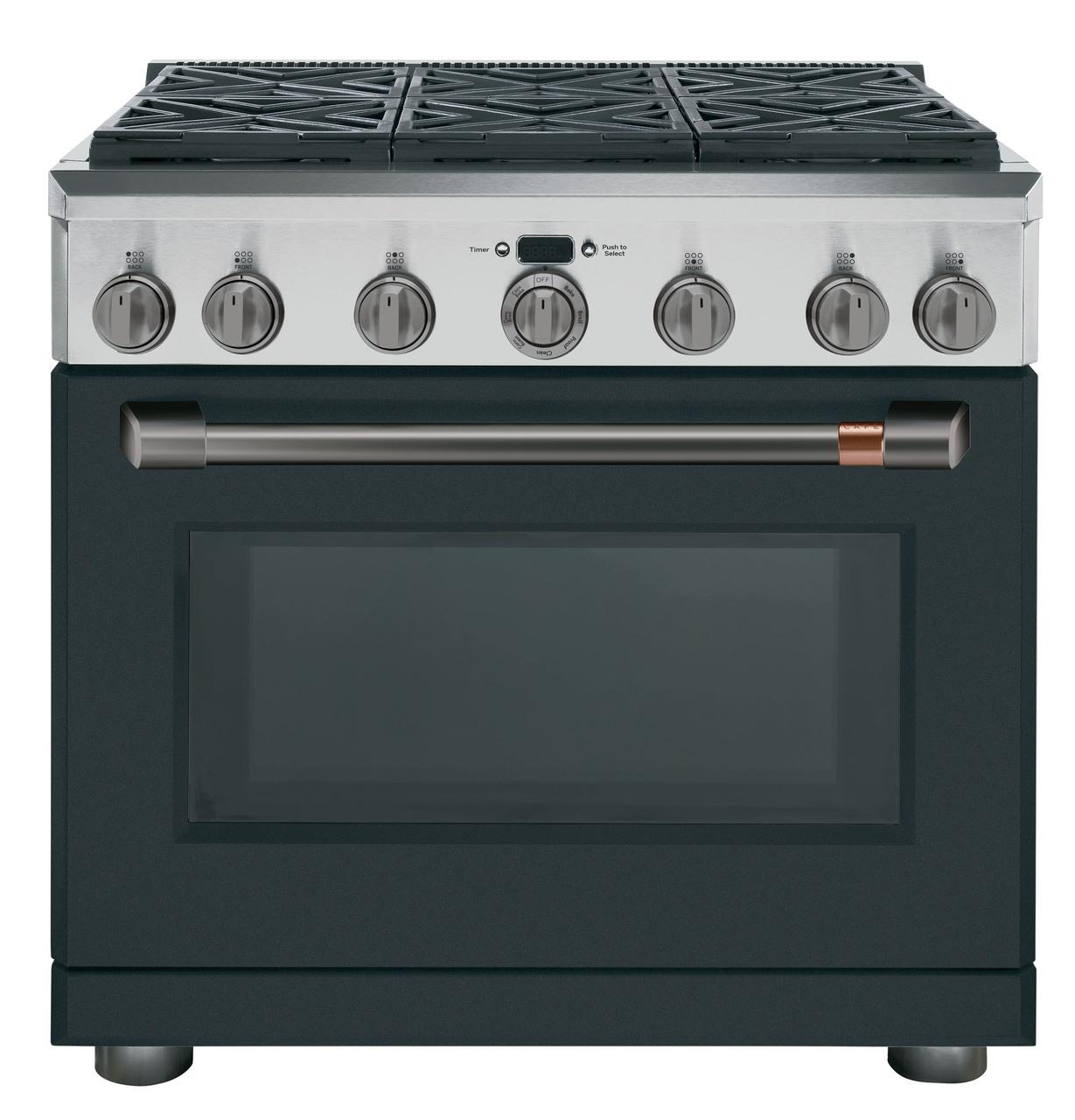 Cafe CXPR6HKPMBT Caf(eback)™ 36" Brushed Black Handle & Knob Set for Pro Range and Rangetop