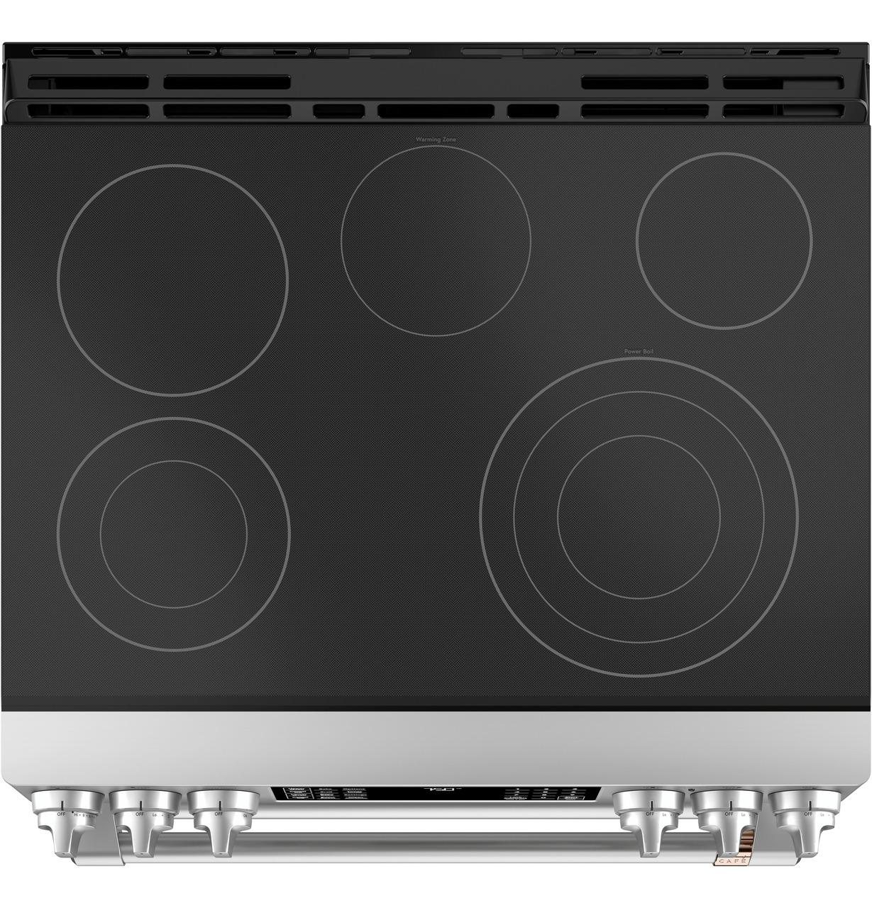 Cafe CES750P2MS1 CAF(EBACK)™ 30" Smart Slide-In, Front-Control, Radiant and Convection Double-Oven Range