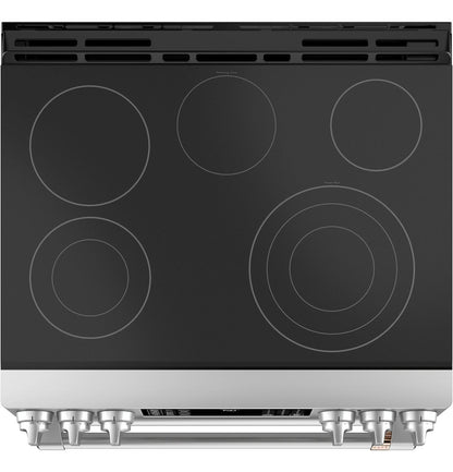 Cafe CES750P2MS1 CAF(EBACK)™ 30" Smart Slide-In, Front-Control, Radiant and Convection Double-Oven Range