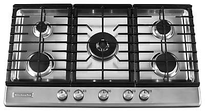 Kitchenaid KFGS366VSS 36-Inch 5 Burner Gas Cooktop, Architect® Series II - Stainless Steel
