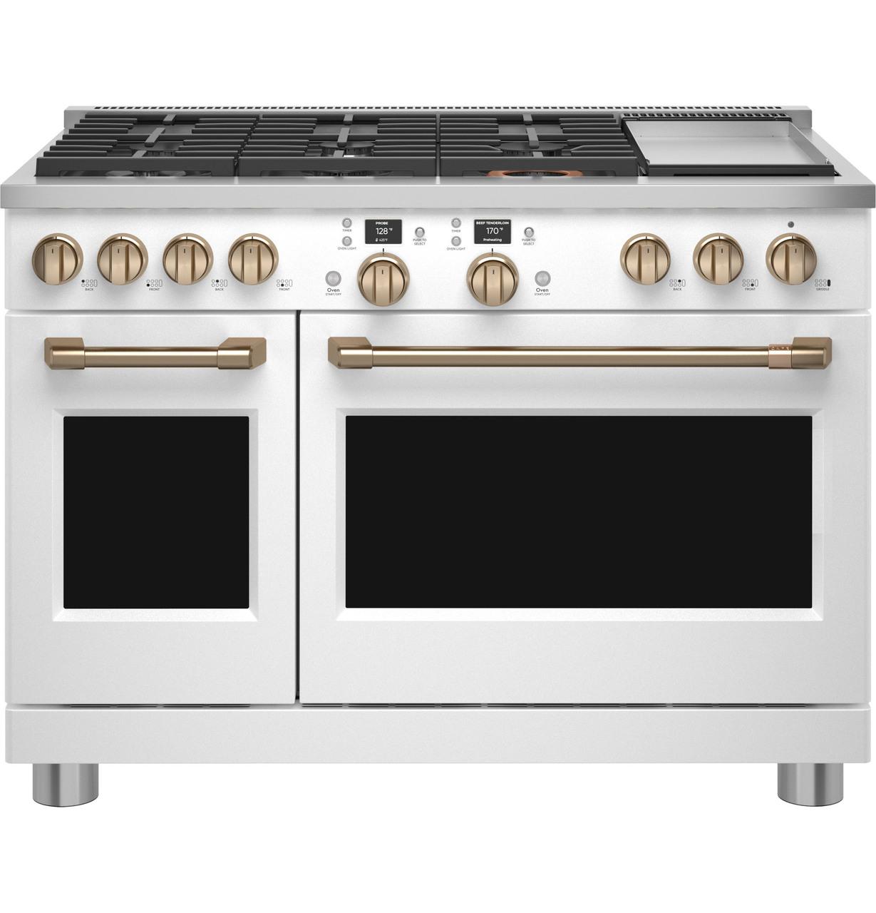 Cafe Caf(eback)™ 48" Smart Dual-Fuel Commercial-Style Range with 6 Burners and Griddle (Natural Gas)