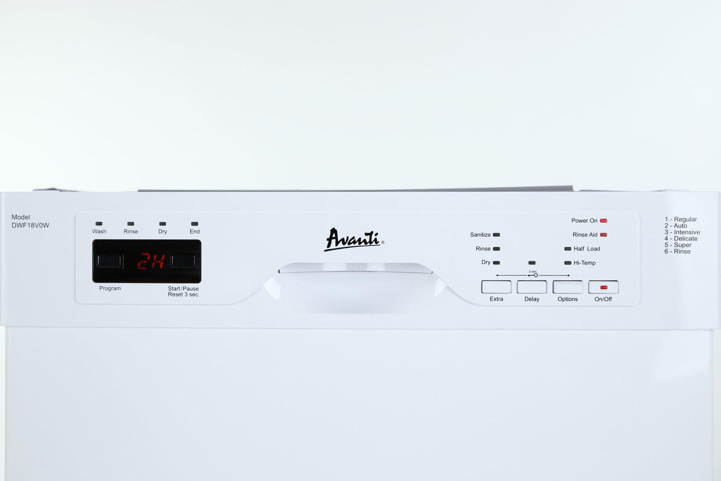 DWF18V0W Avanti 18" Built In Dishwasher - White