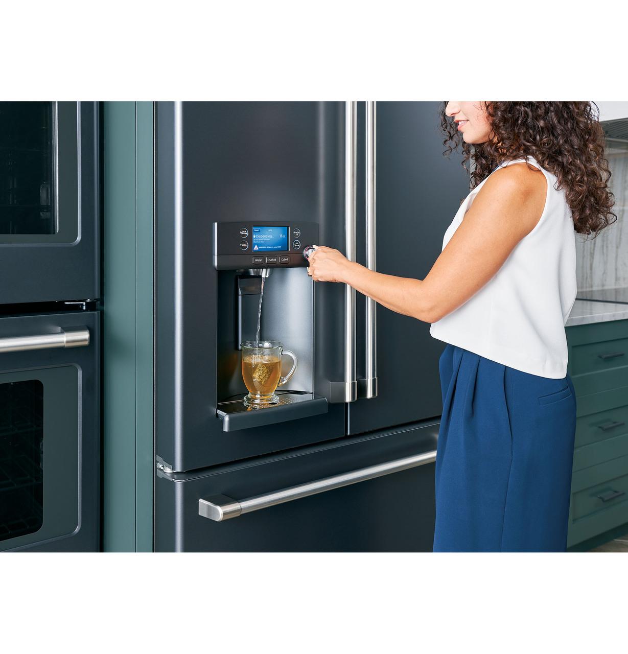 Cafe CYE22TP2MS1 CAF(EBACK)™ ENERGY STAR® 22.1 Cu. Ft. Smart Counter-Depth French-Door Refrigerator with Hot Water Dispenser
