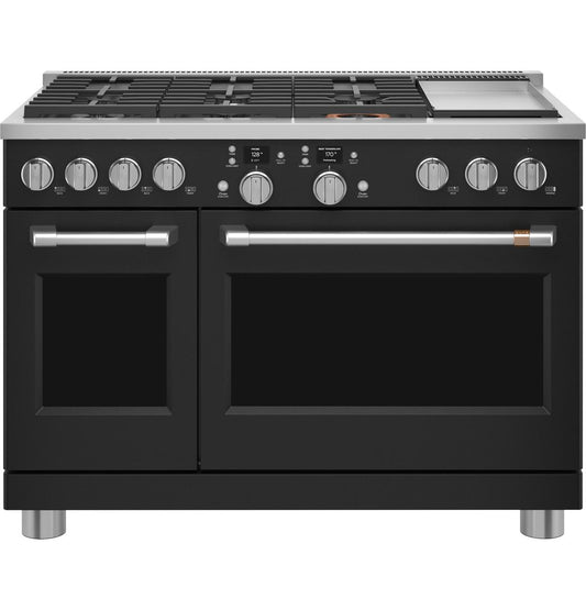Cafe C2Y486P3TD1 CAF(EBACK)™ 48" Smart Dual-Fuel Commercial-Style Range with 6 Burners and Griddle (Natural Gas)