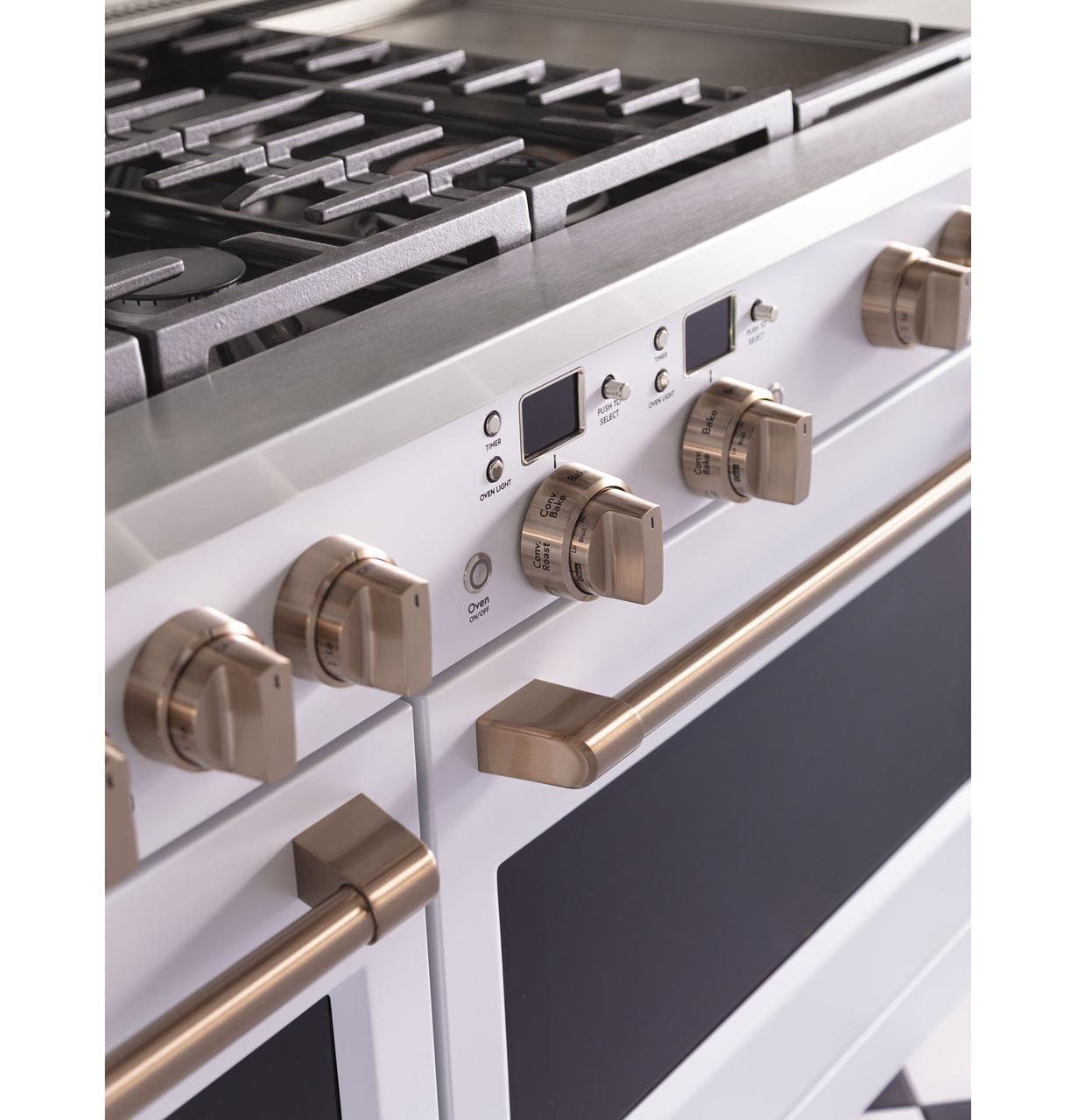 Cafe C2Y486P4TW2 CAF(EBACK)™ 48" Smart Dual-Fuel Commercial-Style Range with 6 Burners and Griddle (Natural Gas)