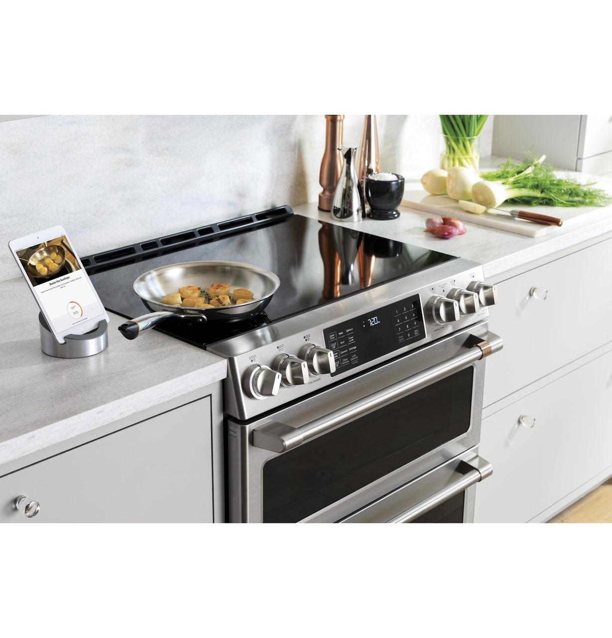 Cafe CHS900P2MS1 CAF(EBACK)™ 30" Smart Slide-In, Front-Control, Induction and Convection Range with Warming Drawer