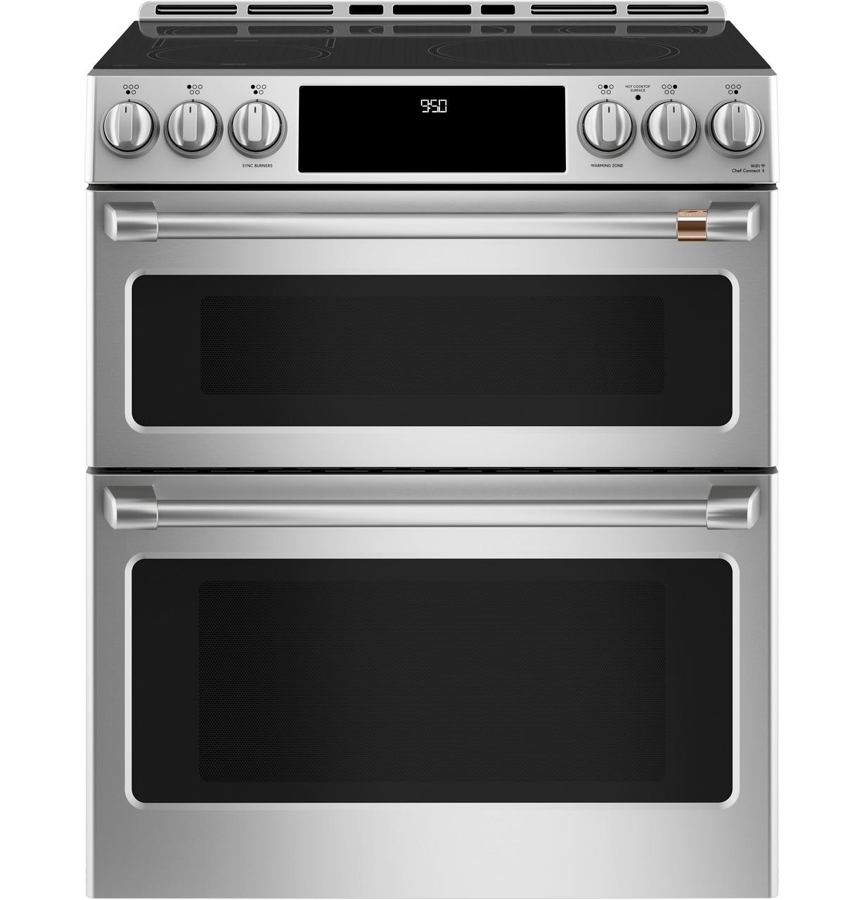 Cafe CHS950P2MS1 CAF(EBACK)™ 30" Smart Slide-In, Front-Control, Induction and Convection Double-Oven Range