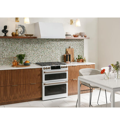 Cafe CGS750P4MW2 CAF(EBACK)™ 30" Smart Slide-In, Front-Control, Gas Double-Oven Range with Convection