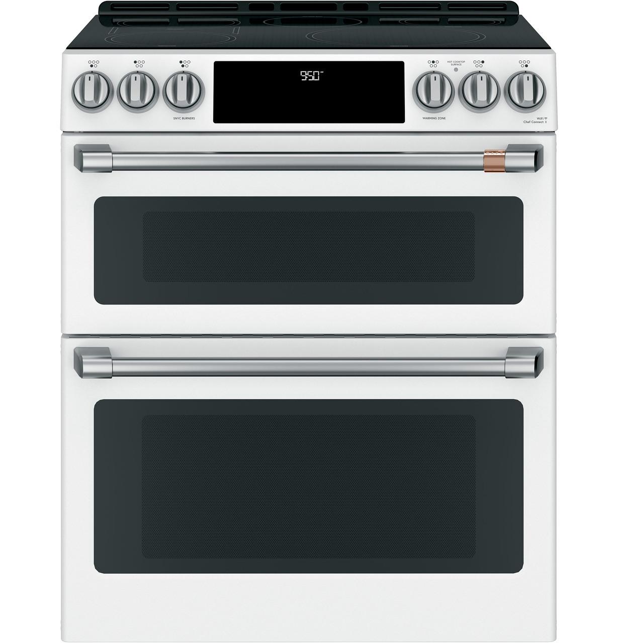 Cafe CHS950P4MW2 CAF(EBACK)™ 30" Smart Slide-In, Front-Control, Induction and Convection Double-Oven Range