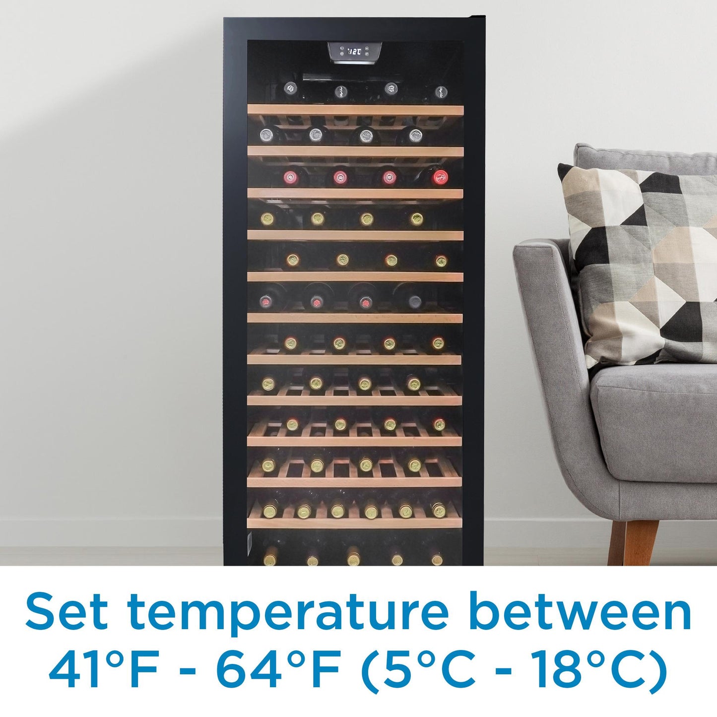 DWC94L1B Danby 94 Bottle Free-Standing Wine Cooler in Black