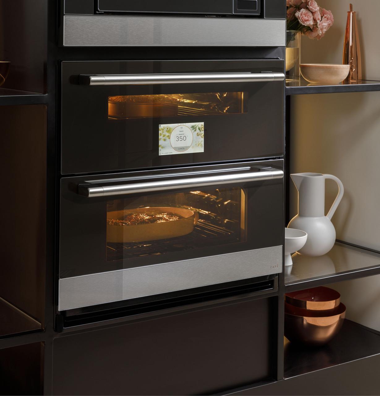 Cafe CTS92DM2NS5 Caf(eback)™ 30" Duo Smart Single Wall Oven in Platinum Glass