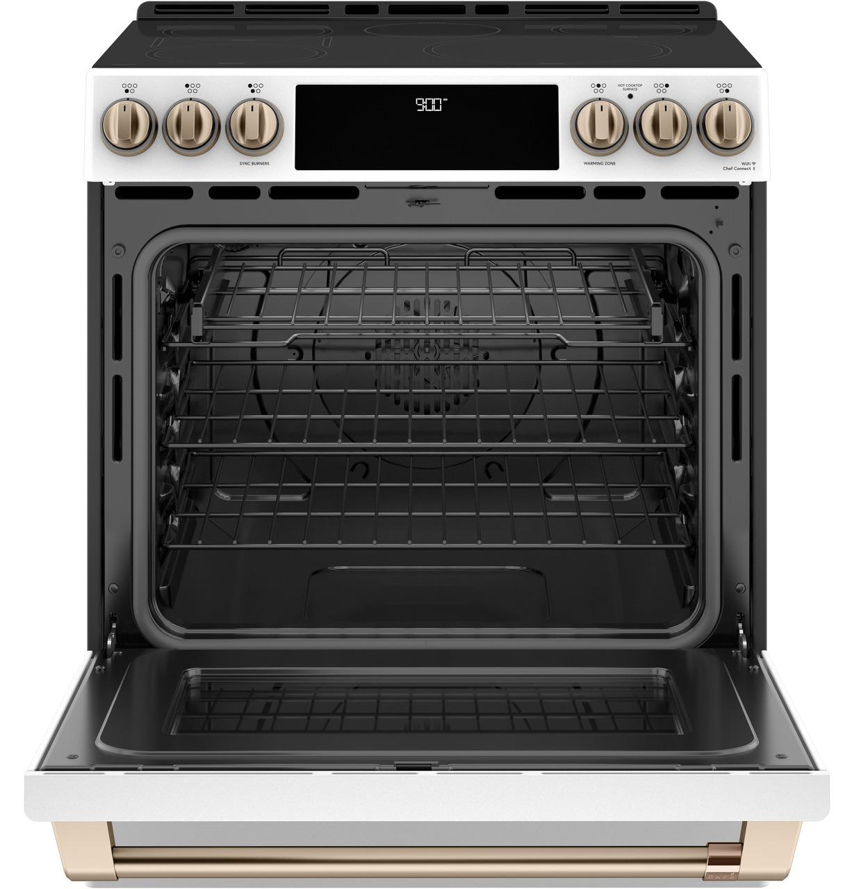 Cafe CHS900P4MW2 CAF(EBACK)™ 30" Smart Slide-In, Front-Control, Induction and Convection Range with Warming Drawer