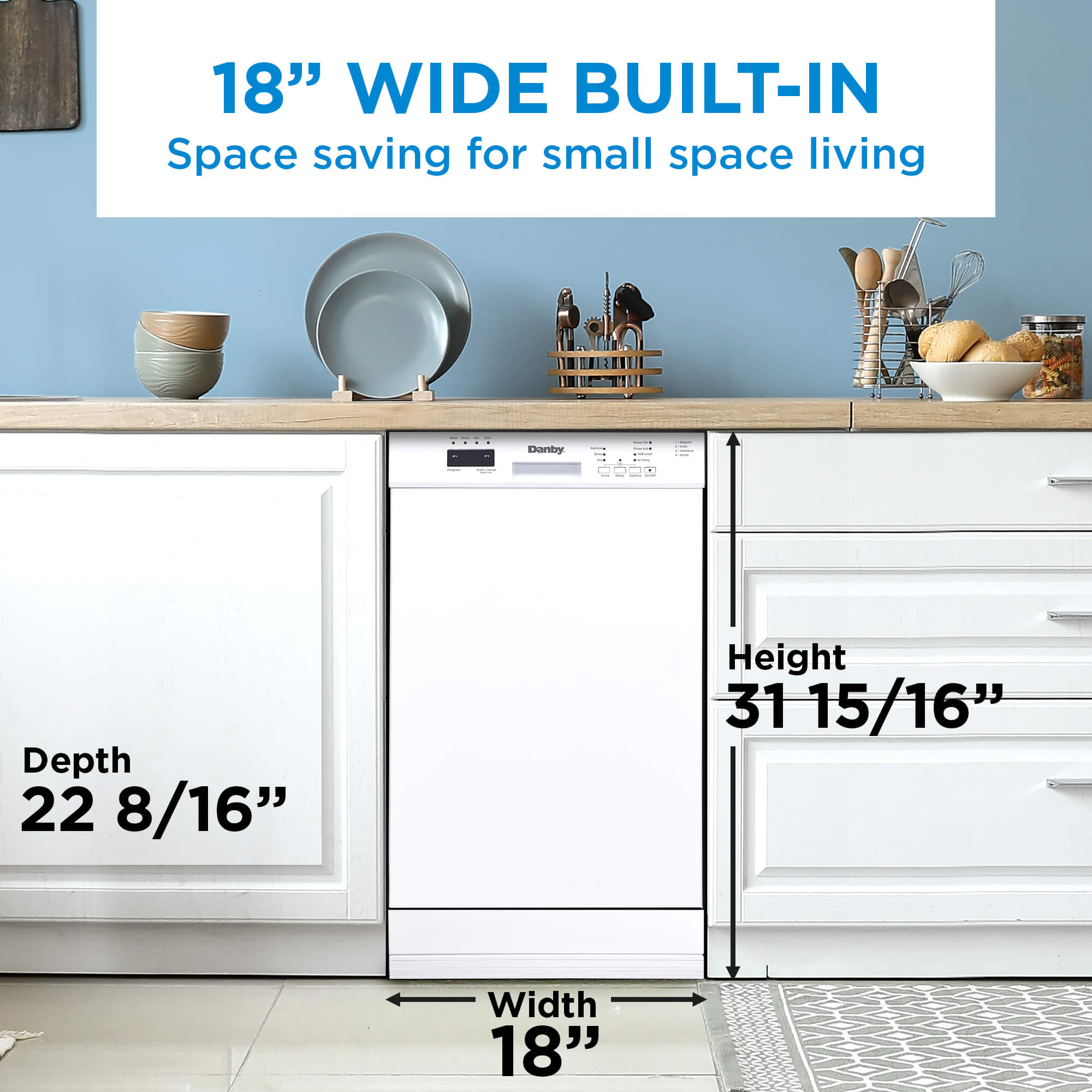 Danby 18" Wide Built-in Dishwasher in White