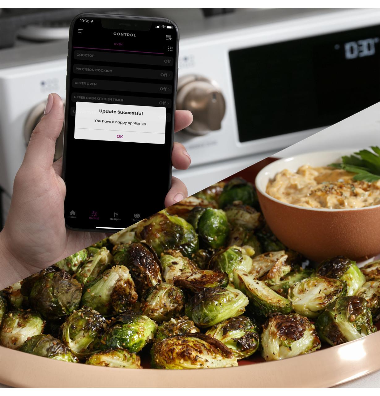 Caf(eback)™ 30" Smart Slide-In, Front-Control, Dual-Fuel, Double-Oven Range with Convection
