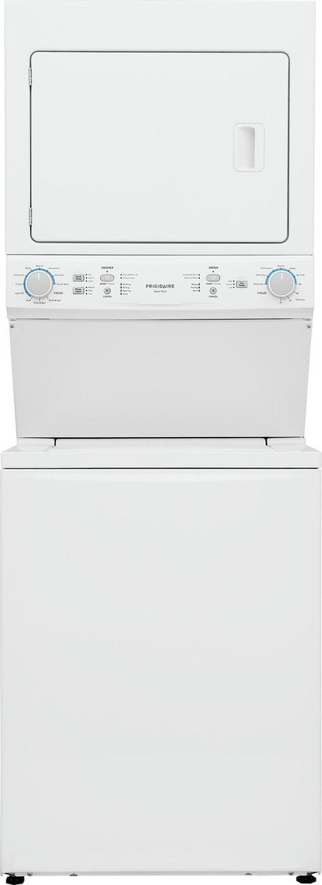 Frigidaire FLCE7523AW Electric Long Vent Stacked Laundry Center - 3.9 Cu. Ft Washer and 5.5 Cu. Ft. Dryer