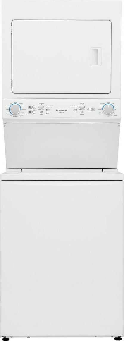 Frigidaire FLCE7523AW Electric Long Vent Stacked Laundry Center - 3.9 Cu. Ft Washer and 5.5 Cu. Ft. Dryer