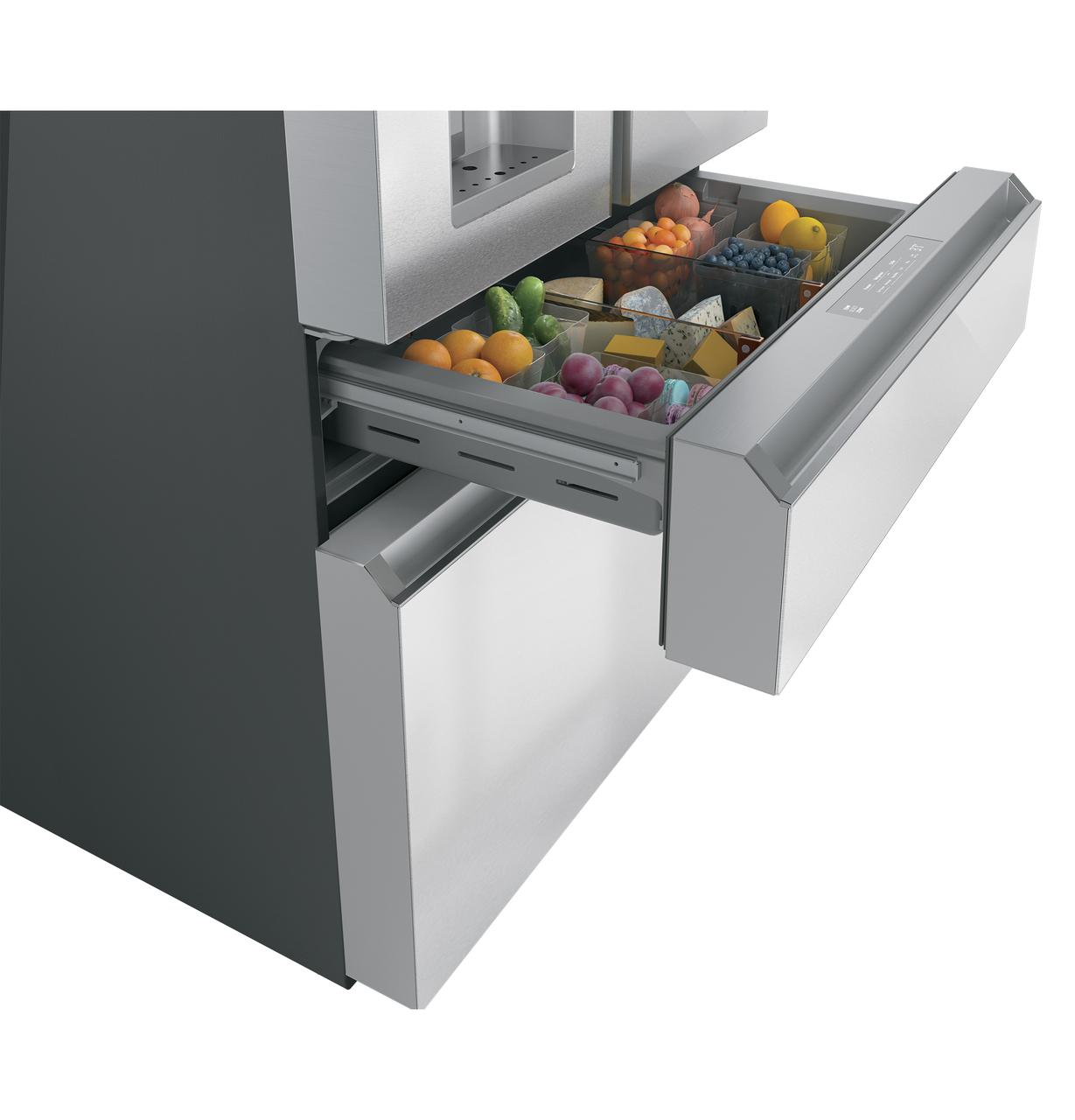 Cafe CVE28DM5NS5 CAF(EBACK)™ ENERGY STAR® 27.8 Cu. Ft. Smart 4-Door French-Door Refrigerator in Platinum Glass