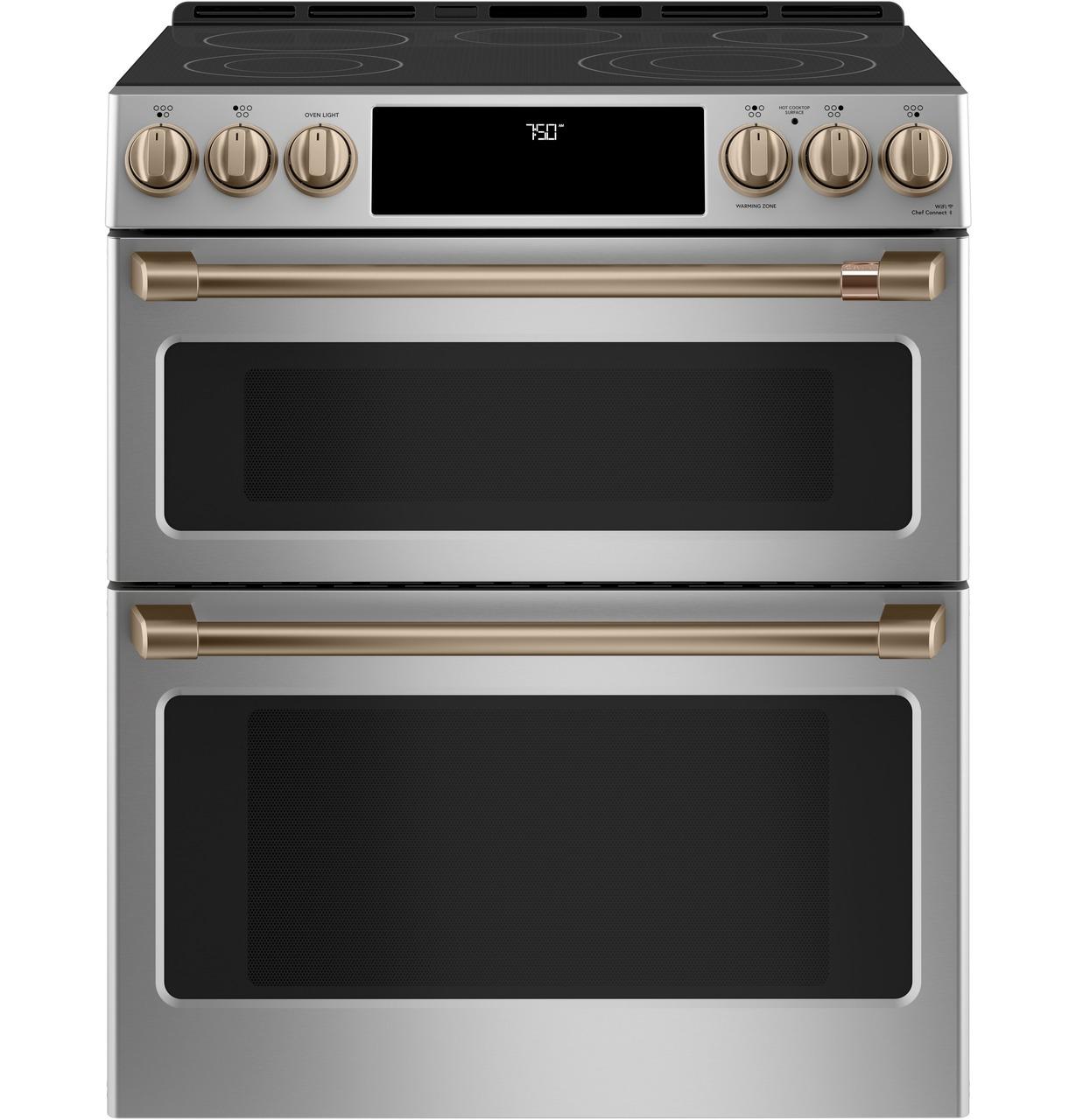 Cafe Caf(eback)™ 30" Smart Slide-In, Front-Control, Radiant and Convection Double-Oven Range