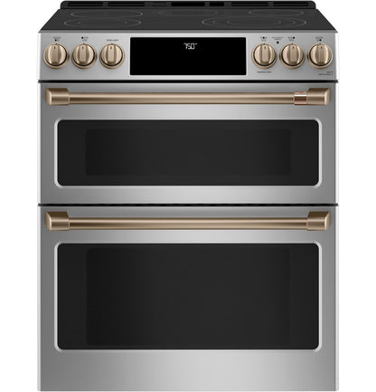 Cafe CES750P2MS1 CAF(EBACK)™ 30" Smart Slide-In, Front-Control, Radiant and Convection Double-Oven Range
