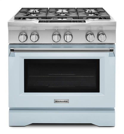 Kitchenaid KDRS467VMB Limited Edition KitchenAid® 36'' 6-Burner Dual Fuel Freestanding Range, Commercial-Style - Misty Blue