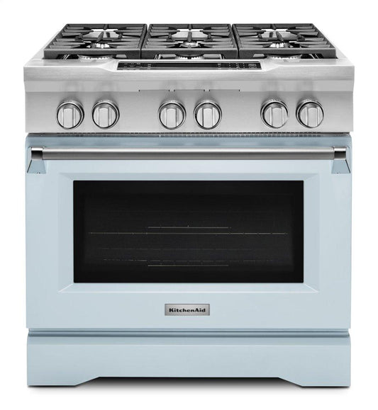 Kitchenaid KDRS467VMB Limited Edition KitchenAid® 36'' 6-Burner Dual Fuel Freestanding Range, Commercial-Style - Misty Blue