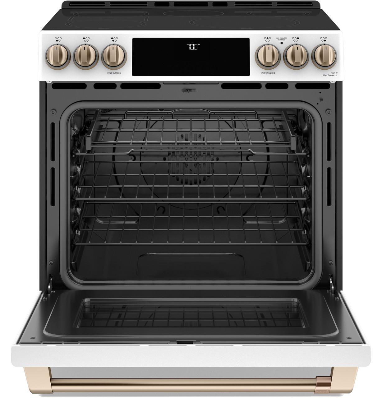 Cafe CES700P4MW2 CAF(EBACK)™ 30" Smart Slide-In, Front-Control, Radiant and Convection Range