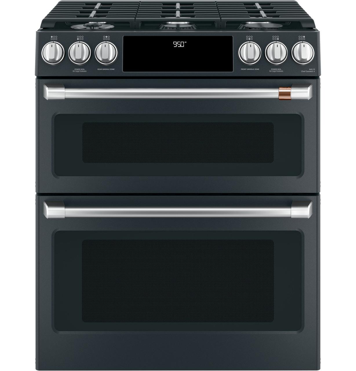 Caf(eback)™ 30" Smart Slide-In, Front-Control, Dual-Fuel, Double-Oven Range with Convection
