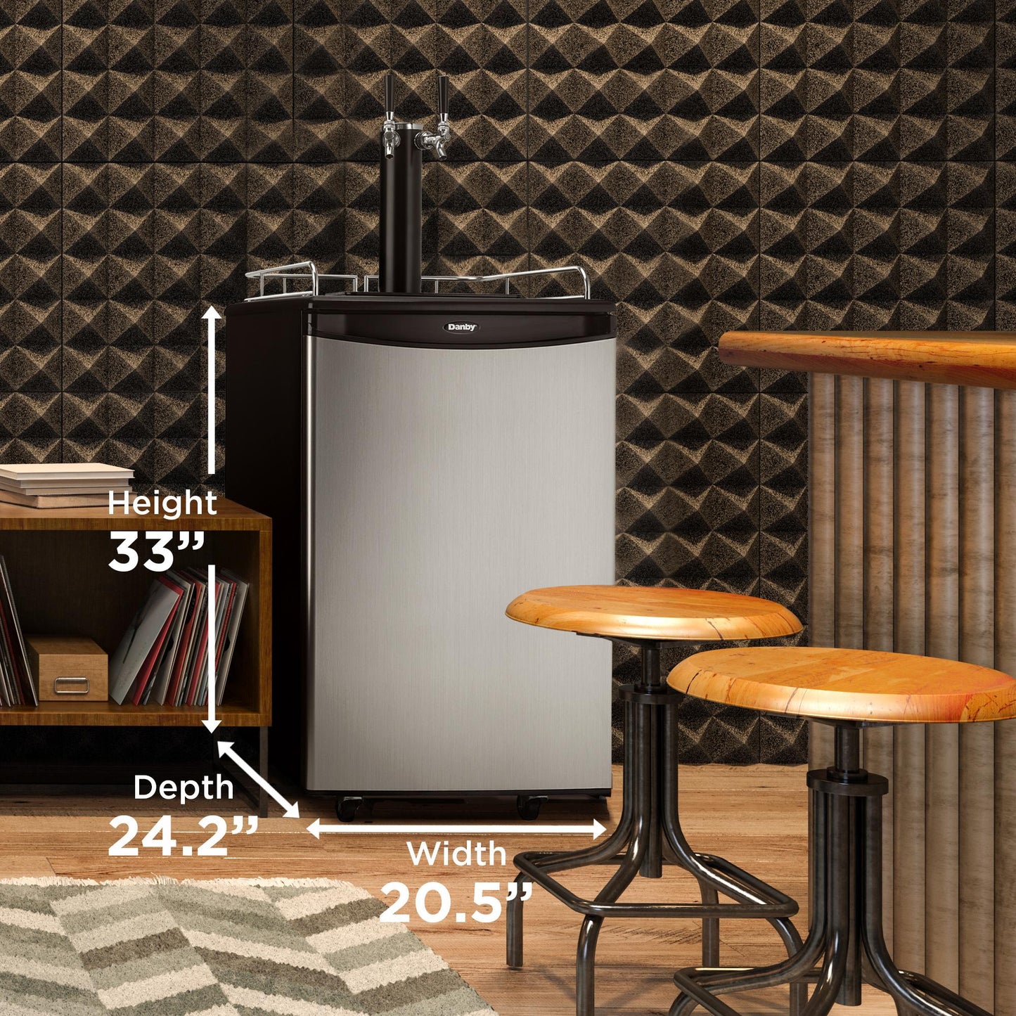 DKC054A1BSL2DB Danby 5.4 cu. ft. Dual-Tap Keg Cooler in Stainless Steel Look