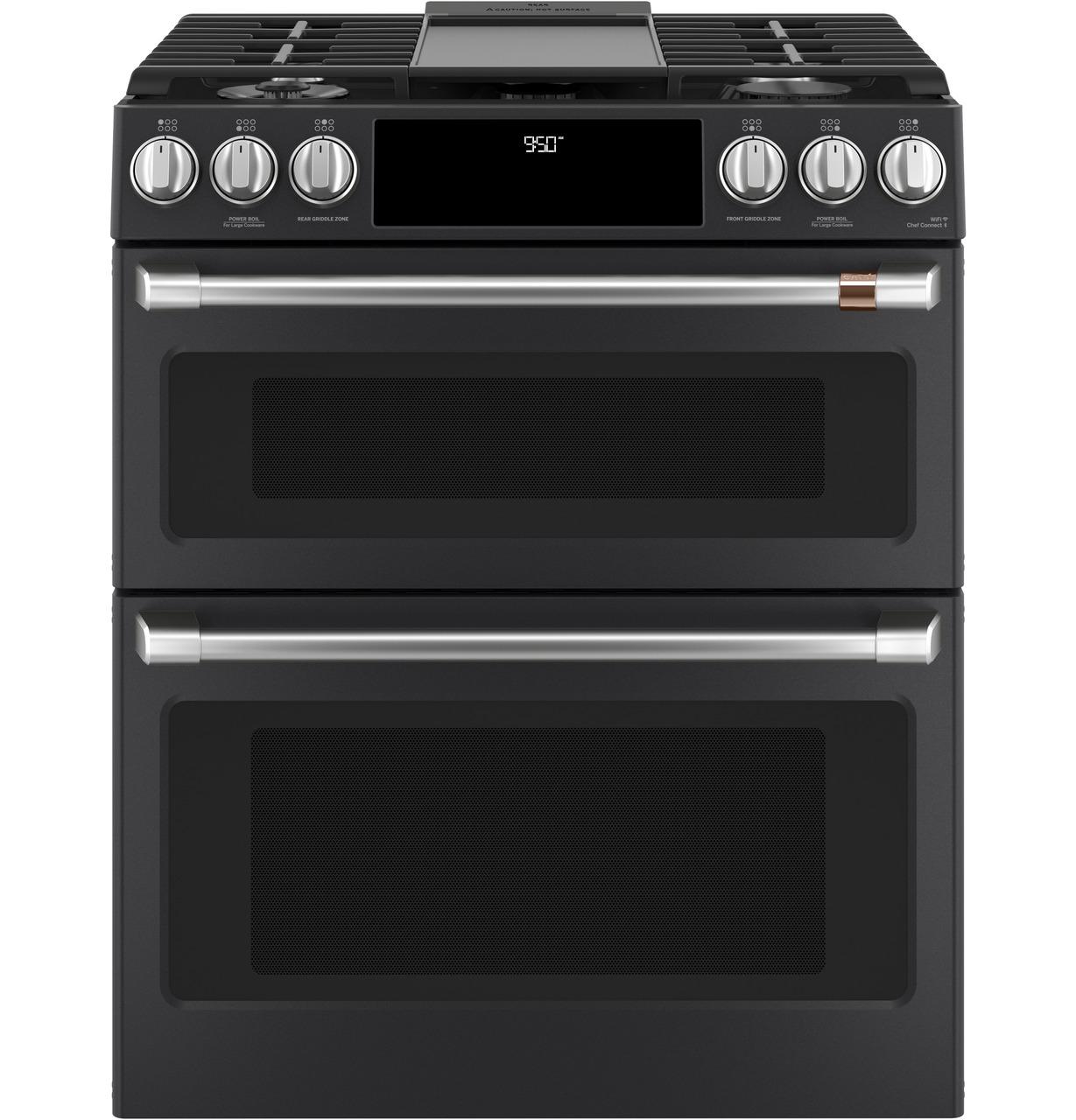 Caf(eback)™ 30" Smart Slide-In, Front-Control, Dual-Fuel, Double-Oven Range with Convection