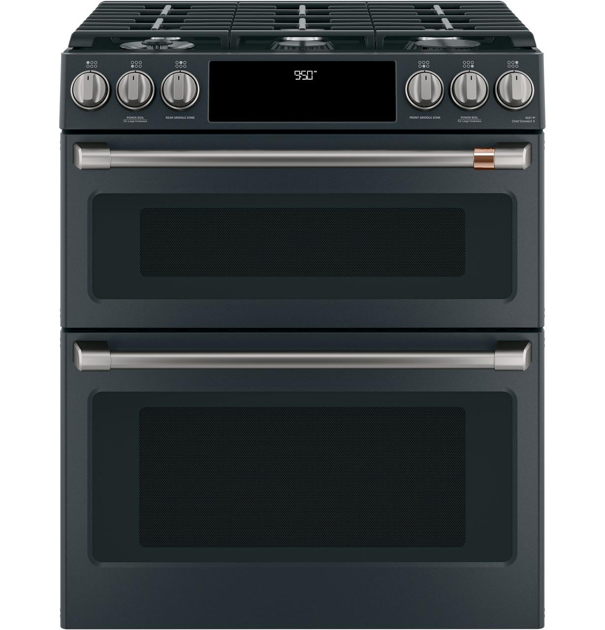 Caf(eback)™ 30" Smart Slide-In, Front-Control, Dual-Fuel, Double-Oven Range with Convection