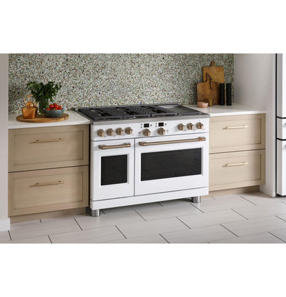 Cafe C2Y486P4TW2 CAF(EBACK)™ 48" Smart Dual-Fuel Commercial-Style Range with 6 Burners and Griddle (Natural Gas)
