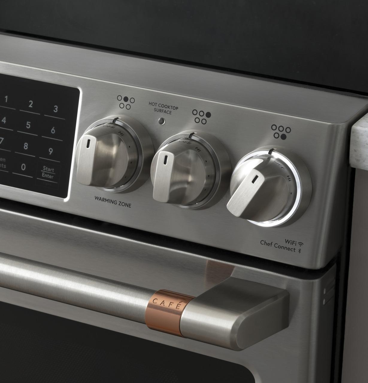 Cafe CHS900P2MS1 CAF(EBACK)™ 30" Smart Slide-In, Front-Control, Induction and Convection Range with Warming Drawer