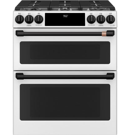 Cafe C2S950P4MW2 CAF(EBACK)™ 30" Smart Slide-In, Front-Control, Dual-Fuel, Double-Oven Range with Convection