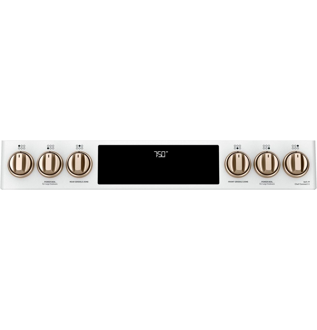 Cafe CGS750P4MW2 CAF(EBACK)™ 30" Smart Slide-In, Front-Control, Gas Double-Oven Range with Convection