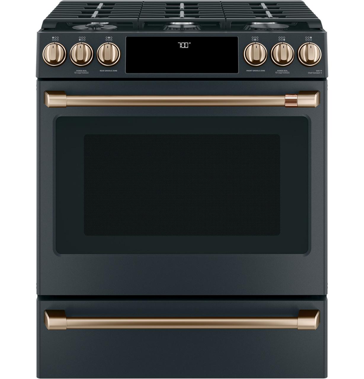 Cafe CGS700P3MD1 CAF(EBACK)™ 30" Smart Slide-In, Front-Control, Gas Range with Convection Oven