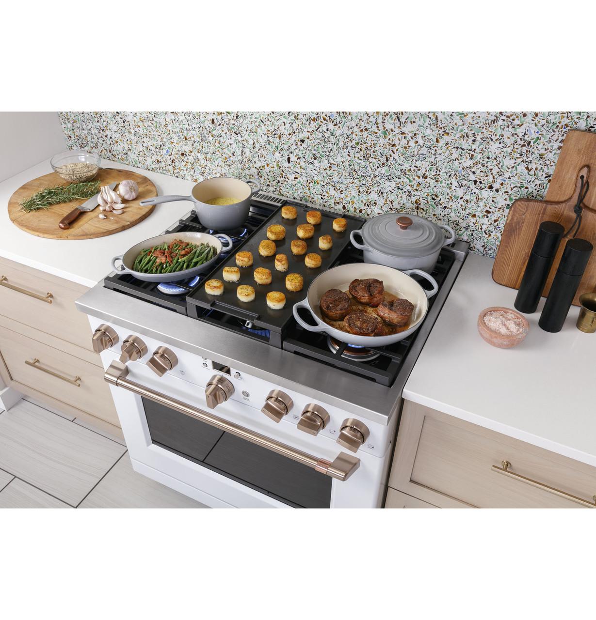 Cafe Caf(eback)™ 36" Smart Dual-Fuel Commercial-Style Range with 6 Burners (Natural Gas)