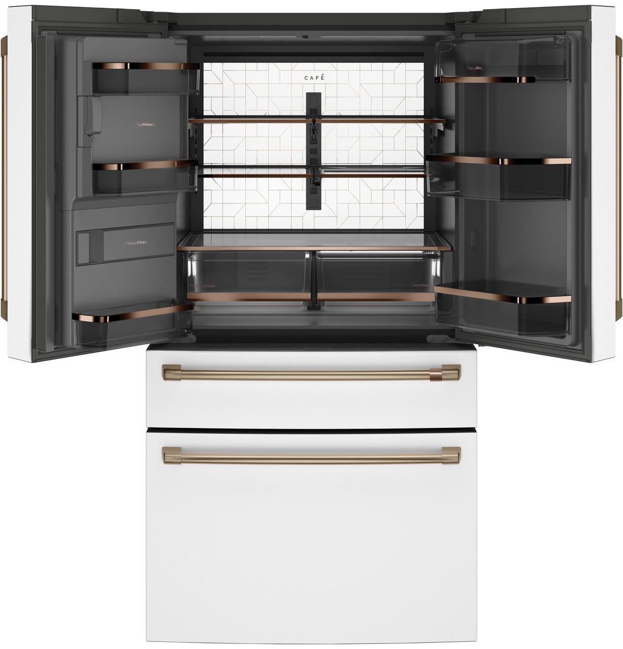 Cafe CXE22DP4PW2 CAF(EBACK)™ ENERGY STAR 22.3 Cu. Ft. Smart Counter-Depth 4-Door French-Door Refrigerator