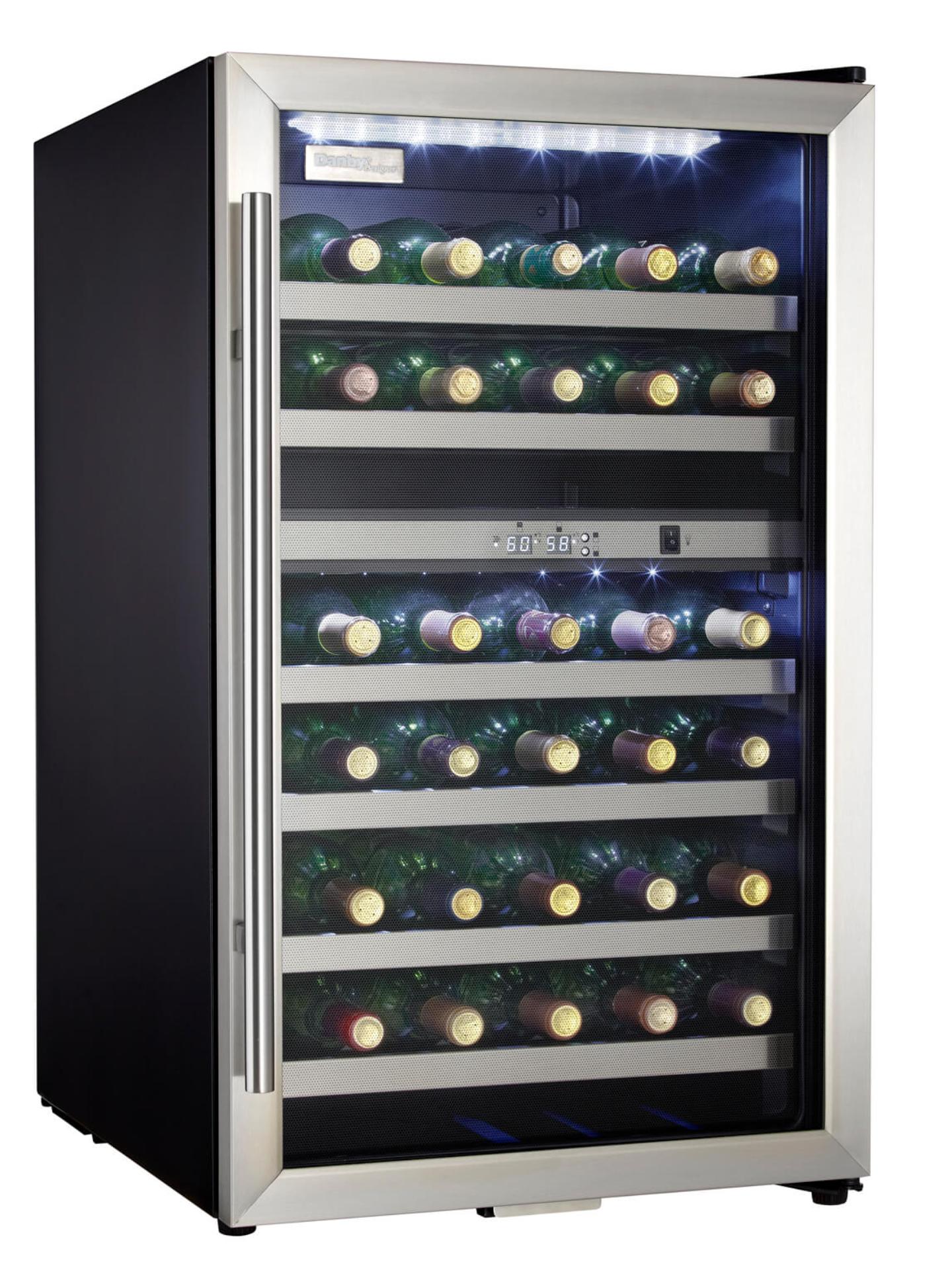 Danby Designer 38 Bottle Free-Standing Wine Cooler in Black Stainless Steel