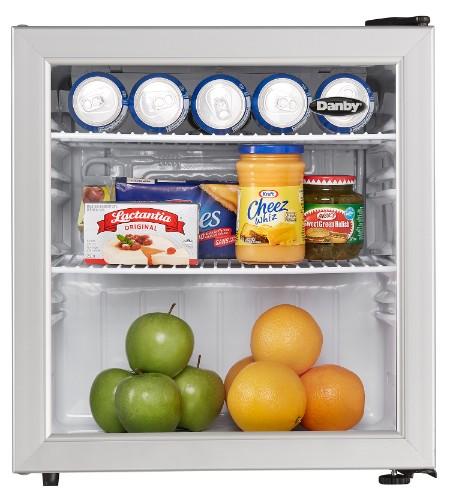 DAG016A1BDB Danby 1.6 cu. ft. Compact Glass Door Fridge in Platinum