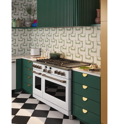 Cafe C2Y486P4TW2 CAF(EBACK)™ 48" Smart Dual-Fuel Commercial-Style Range with 6 Burners and Griddle (Natural Gas)