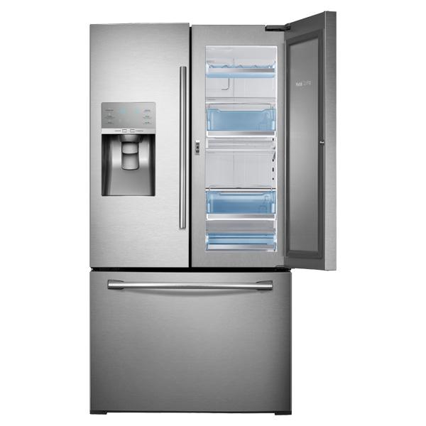 36" Wide, 30 cu. ft. Capacity 3-Door French Door Food ShowCase Refrigerator with Dual Ice Maker (Stainless Steel)
