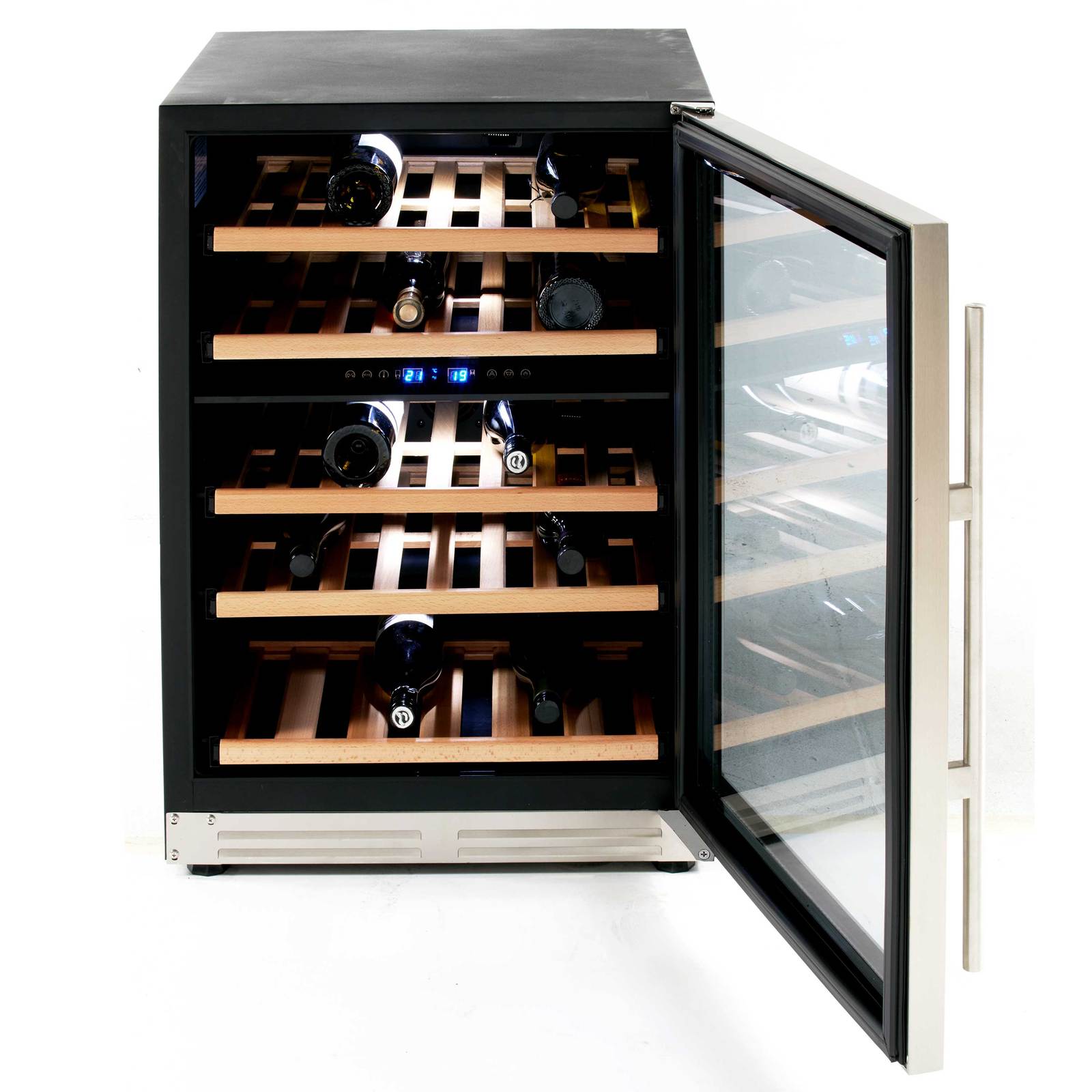 Avanti 43 Bottle DESIGNER Series Dual-Zone Wine Cooler - Stainless Steel with Black Cabinet / 43 Bottles