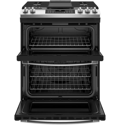JGSS86SPSS GE 30" Slide-In Front Control Gas Double Oven Range