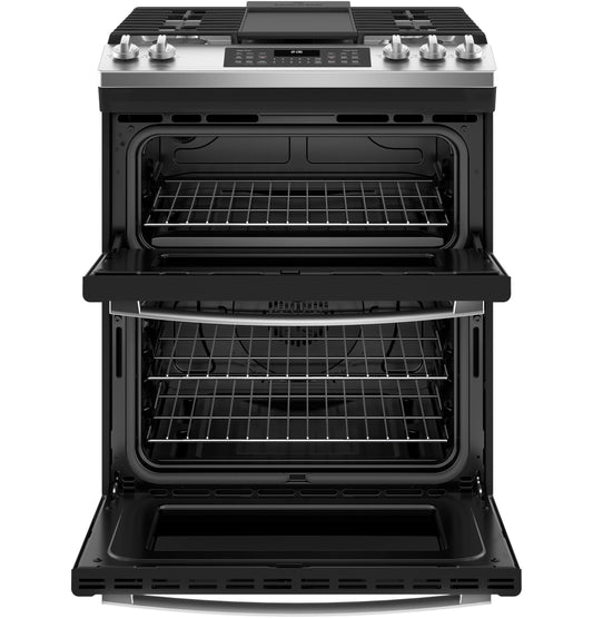 JGSS86SPSS GE 30" Slide-In Front Control Gas Double Oven Range