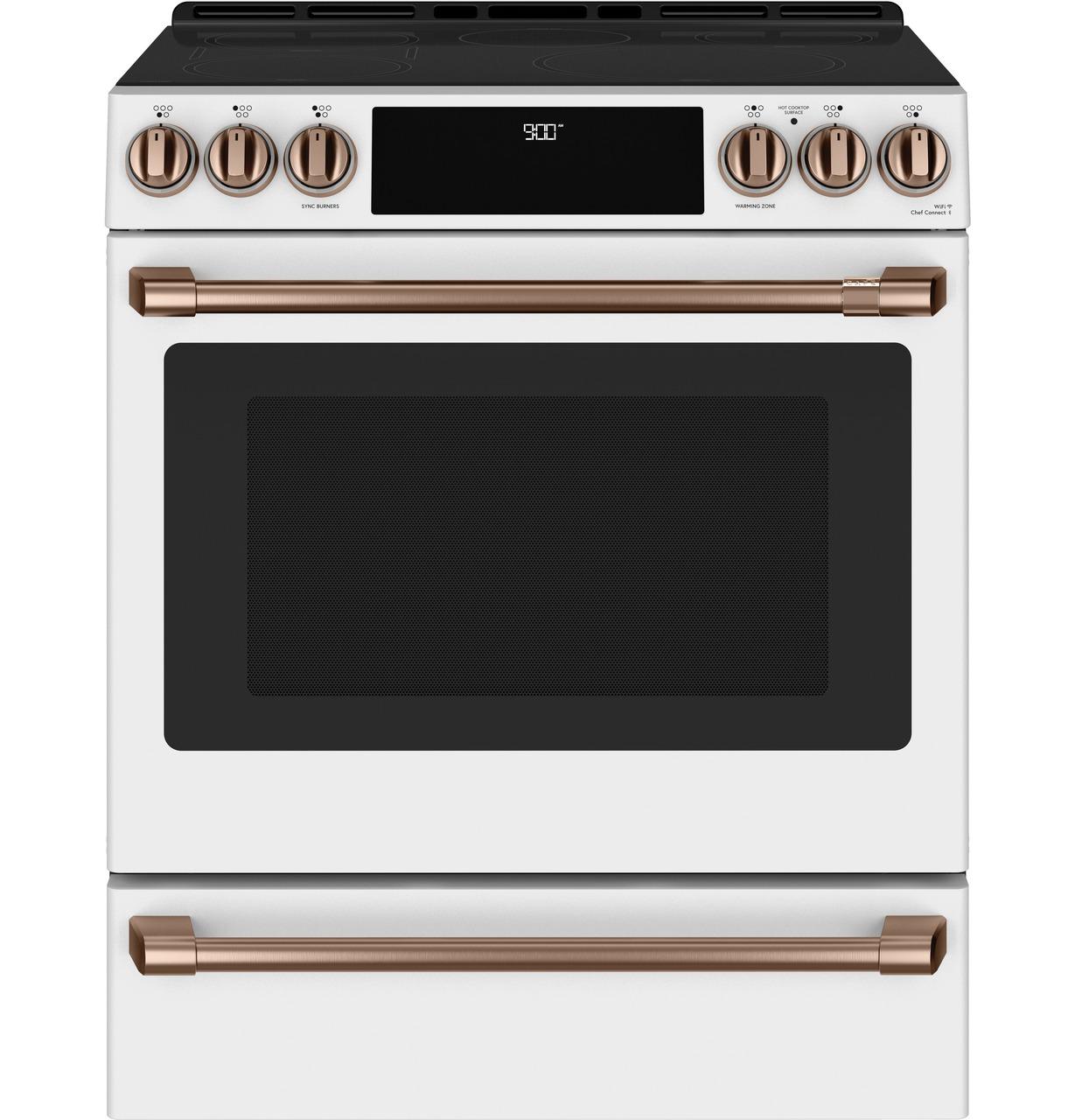 Cafe CHS900P4MW2 CAF(EBACK)™ 30" Smart Slide-In, Front-Control, Induction and Convection Range with Warming Drawer