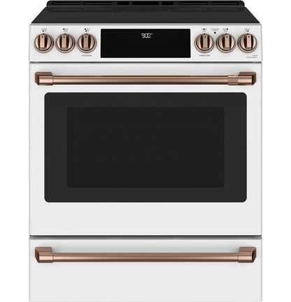 Cafe CHS900P4MW2 CAF(EBACK)™ 30" Smart Slide-In, Front-Control, Induction and Convection Range with Warming Drawer